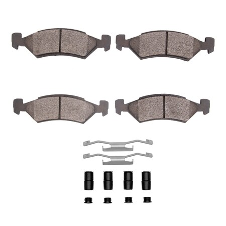 Dynamic Friction Co 5000 Advanced Brake Pads - Semi Metallic and Hardware Kit, Long Pad Wear, Front 1551-0170-01